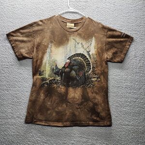 Vintage The Mountain Turkey Tie Dye T-Shirt Great Smoky Mountains Brown L